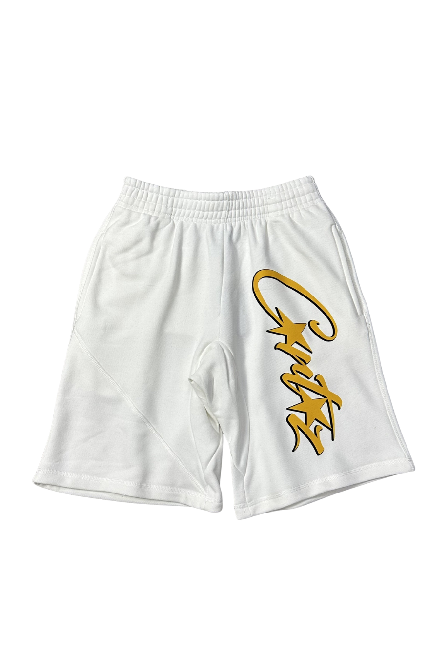 THE ISLAND YELLOW SCRIPT SHORTS